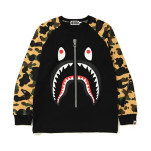BAPE 1st Camo Shark LS Tee Noir/Jaune Noir/Jaune 432172