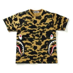 BAPE 1st Camo Side Shark Tee Jaune Bleu 434905