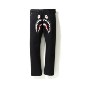 Pantalons de survêtement BAPE 2008 Type-05 Shark Denim Pants Pantalon Noir Gris 438429
