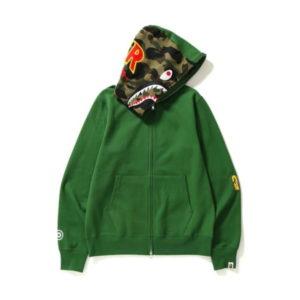 BAPE 2nd Shark Sweat à capuche zippé Vert Vert 445150