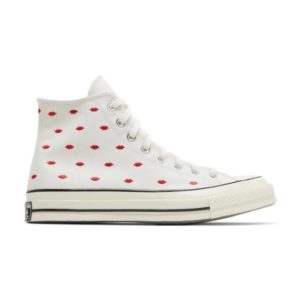 Converse Chuck 70 Baskets à lèvres brodées High Love Me – Blanc vintage A01601C