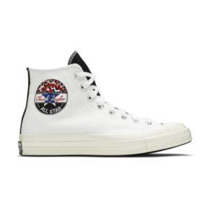Baskets Converse Chuck 70 Hi Logo Play – Blanc Rush Bleu Noir 166747C