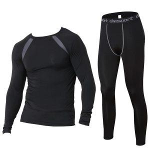 Combinaison de compression Daiong Grey Stripes Longsleeve Set Rouge 438460