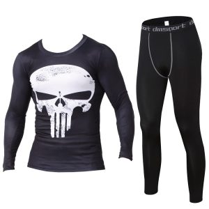 Combinaison de compression Daiong Skull Ensemble à manches longues Gris 438870