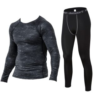 Combinaison de compression Daiong peau de serpent ensemble à manches longues noir 438617