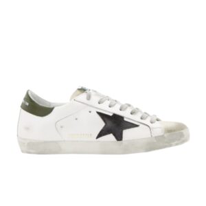 Baskets Golden Goose Superstar Low Blanc Vert Exclusivité SSENSE F35MS590 L31