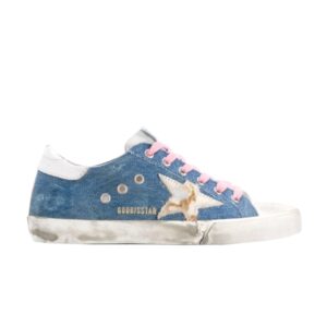 Baskets Golden Goose Wmns Superstar Bleu Clair Denim Cow Star G36WS590 S86