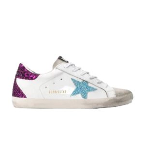 Baskets Golden Goose Wmns Superstar Blanc Bleu Glitter G36WS590 S60