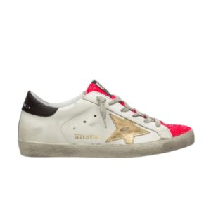 Baskets Golden Goose Wmns Superstar Blanc Brillant Rose Glitter Marron G36WS590 S45