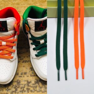 Gorilla Guard Air Jordan 1 Orange-Vert Lacets Vert 469535
