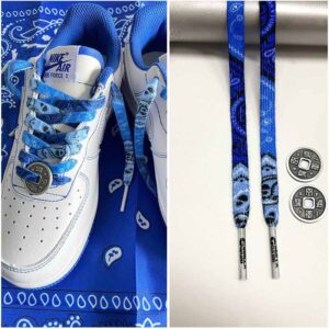 Gorilla Guard Nike Air Force 1 Bleu Paisley Coins Lacets 467662