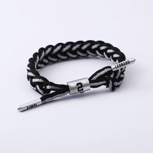 Jinduo Leonard Bracelet tressé noir blanc 426021