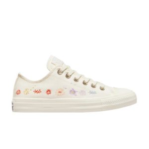 Wmns Converse Chuck Taylor All Star Low Baskets florales brodées – Rouge aigrette A01595C