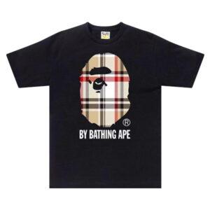 T-shirt BAPE A Swimming Ape Check by Bathing Tee Noir/Beige Noir/Beige 474776
