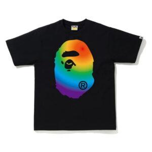 BAPE A Swimming Ape Rainbow Big Ape Head Tee Noir Noir 478973
