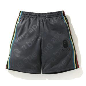 BAPE A Swimming Ape Short en jersey à bande latérale gris noir 479909