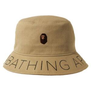 Chapeau bob en sergé Panama BAPE A Swimming Ape Beige Noir 480824