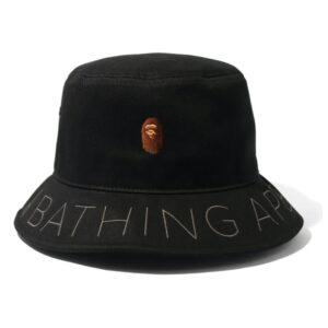 Chapeau bob en sergé Panama BAPE A Swimming Ape noir vert 480696