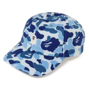 Casquette de baseball BAPE ABC Camo Ape Head Panel Cap Bleu Bleu 484294