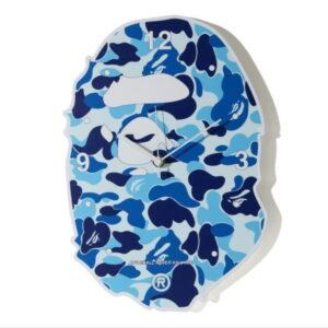 Horloge murale BAPE ABC camouflage tête de singe horloge murale bleu bleu 484321