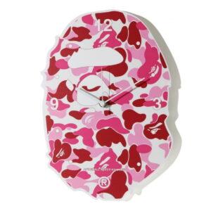 Horloge murale BAPE ABC camouflage tête de singe horloge murale rose rose 484316