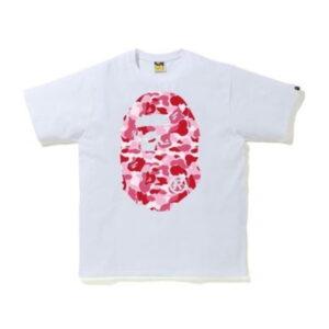 BAPE ABC Camo Big Ape Head T-shirt décontracté blanc/rose rose 485194