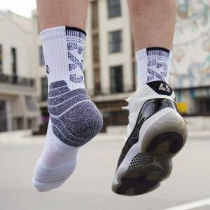 Chaussettes de sport Ehot 3X3 Blanc-Gris Quarter Chaussettes 479004