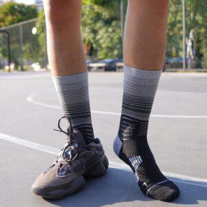 Chaussettes de sport Ehot Gradient Lines Noir-Gris Crew Chaussettes 481806