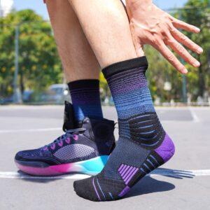 Chaussettes de sport Ehot Gradient Lines Noir-Violet Crew Chaussettes 481786