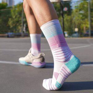 Chaussettes de sport Ehot Gradient Lines Blanc-Pastel Crew Chaussettes 481788