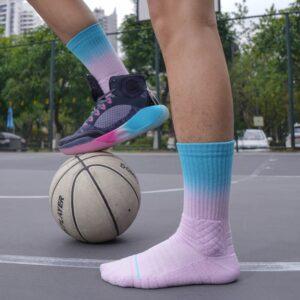 Chaussettes de sport Ehot dégradé rose-cyan Crew chaussettes 483790