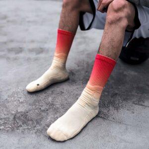 Chaussettes de sport Ehot dégradé rouge-beige Crew chaussettes gris 483812