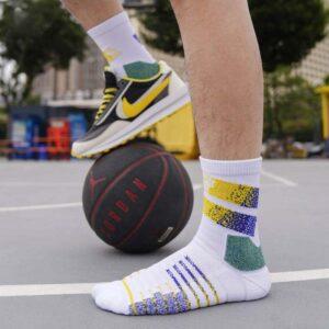 Chaussettes quarts doublées blanc-jaune Ehot 483264