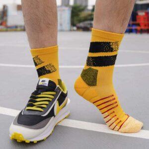 Chaussettes quarts doublées jaune-noir Ehot 483266