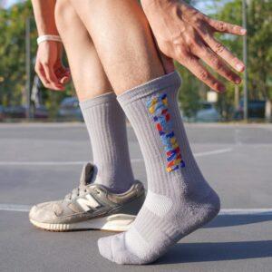 Chaussettes de sport Ehot Spalding Text Grey Crew Socks 481829
