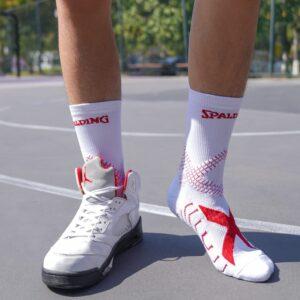 Chaussettes de sport Ehot Spalding Web Blanc-Rouge Crew Chaussettes 481775