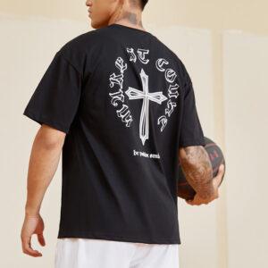 T-Shirt noir avec croix spirituelle Ehot, 476851