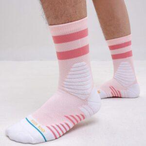 Chaussettes de sport Ehot Stripes Pink Crew Socks 486372