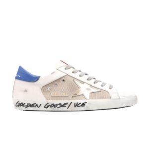 Golden Goose Superstar Double Quarter Milk Or Bleu Baskets Orange GMF00103 F002082 15312