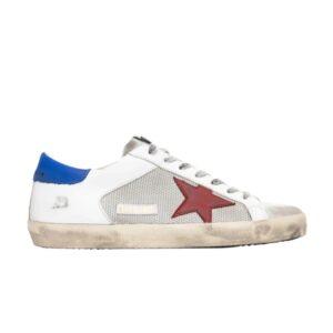 Baskets Golden Goose Superstar Blanc Rouge Bleu Noir GMF00103 F001116 80853