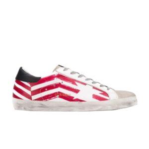 Golden Goose Superstar Blanc Baskets Drapeau Rouge G34MS590 N37