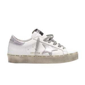 Baskets Golden Goose Wmns Hi Star Blanc Argent G36WS945 B8