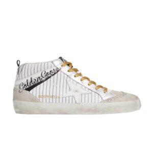 Golden Goose Wmns Mid Star Baseball Logo Baskets – Blanc Blanc F36WS634 T8