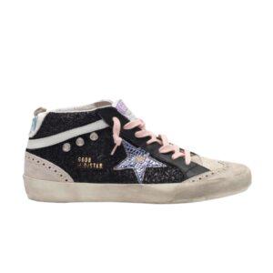 Baskets Golden Goose Wmns Mid Star Black Glitter Iridescent Noir G36WS634 V6