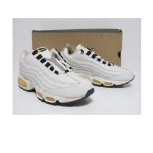 Baskets Wmns Nike Air Max 95 Cuir Blanc Midas Or Noir Bleu 605070 171