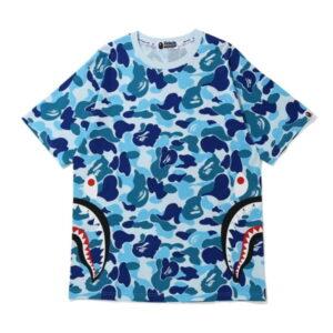 BAPE ABC Camo Side Shark Tee Bleu Noir 491722
