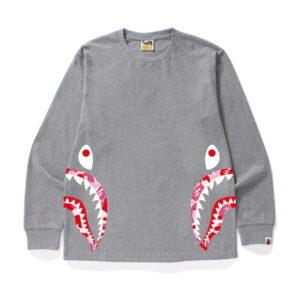 T-Shirt BAPE ABC Side Shark L/S Tee Gris/Rose Gris/Rose 494764