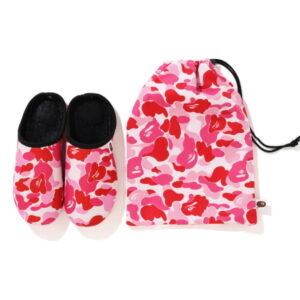 Ensemble pantoufles et pochette BAPE ABC rose bleu 495894