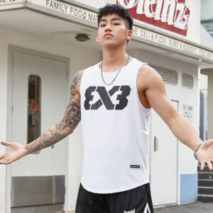 Maillot de sport Ehot 3X3 League blanc maillot de corps noir 493064