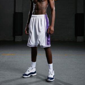 Short blanc à rayures Ehot Lakers 492031